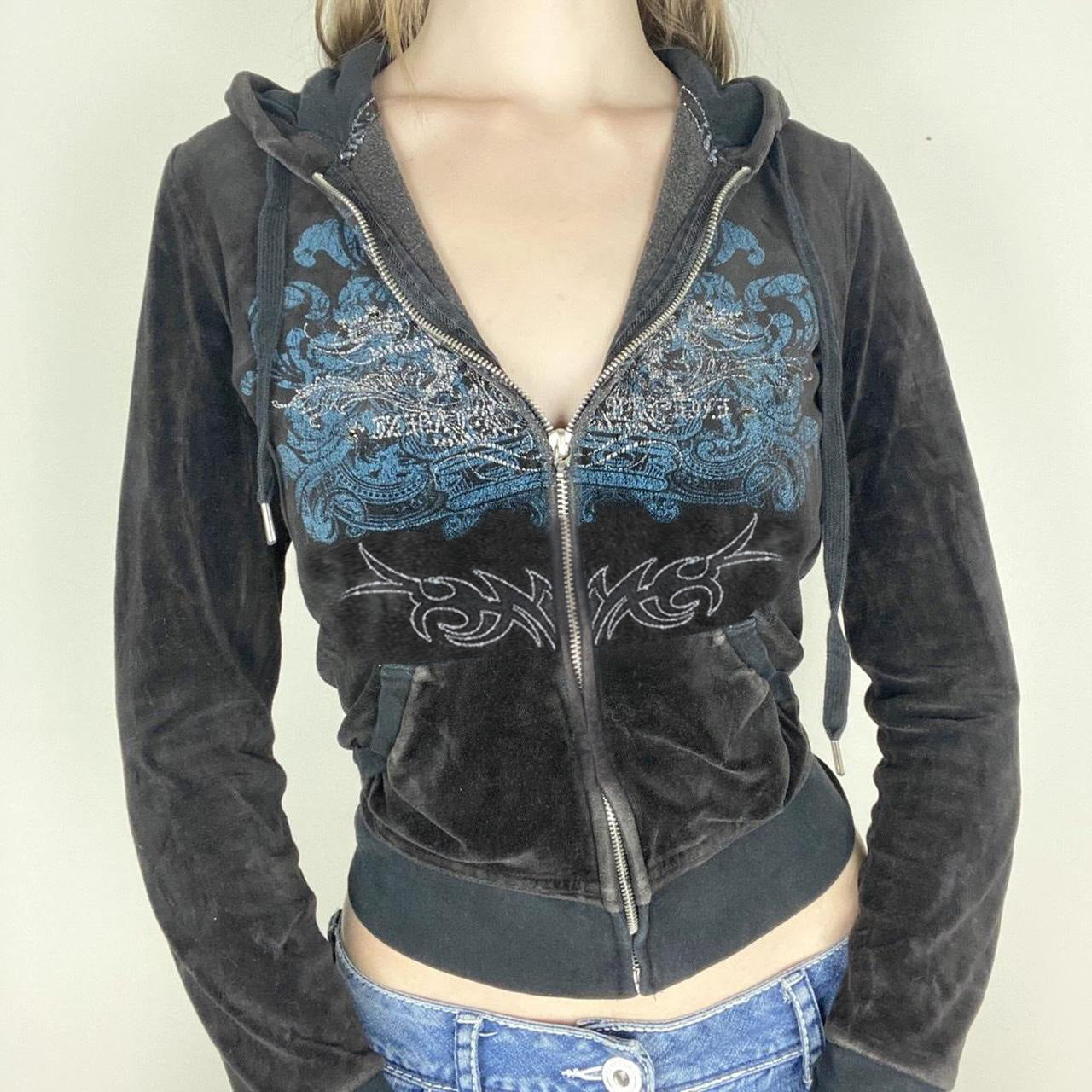 Bianca Ferrante | Graphic Print Velour Hoodie For Women