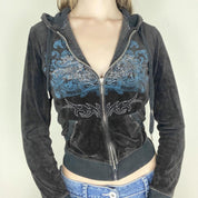 Bianca Ferrante | Graphic Print Velour Hoodie For Women