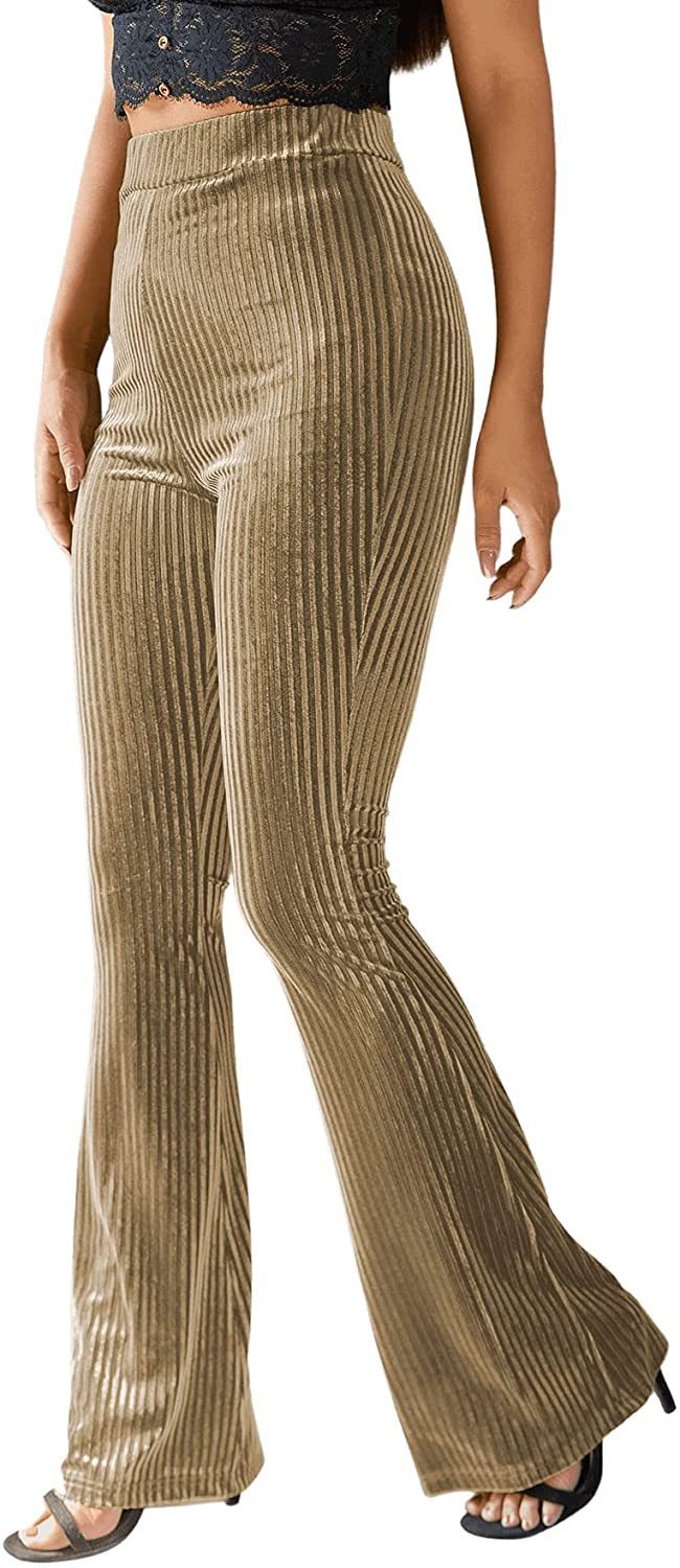 Adrienne Castel | High-Waist Velvet Flare Pants For Women