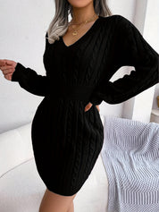 Margot Delahaye | Cable-Knit Peplum Sweater Mini Dress For Women