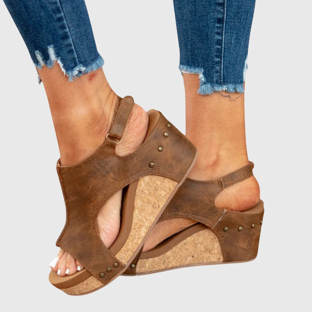 Ophelia Dunstable | Orthopedic Wedge Sandals in Taupe