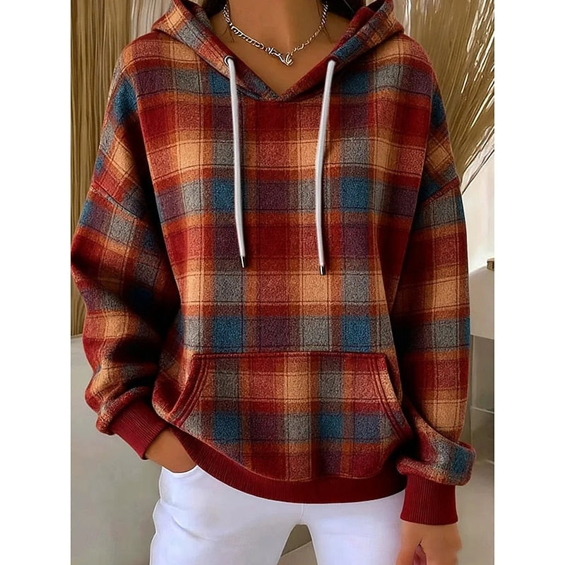 Margaux Delcourt | Checked Hoodie With Drawstring Hood For Women
