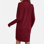 Vivienne Rousseau | Ribbed Knit Turtleneck Mini Dress For Women