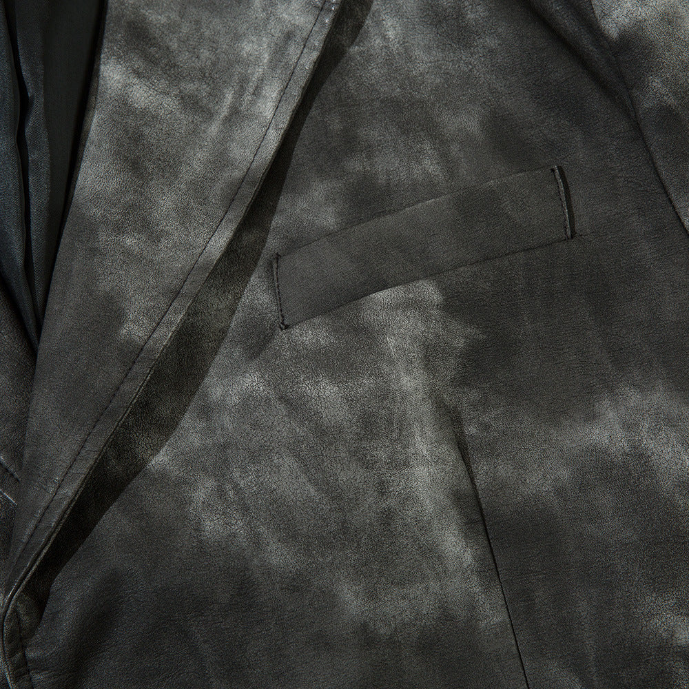 Etienne Corradini | Tie-Dye Suit Collar Leather Jacket For Men