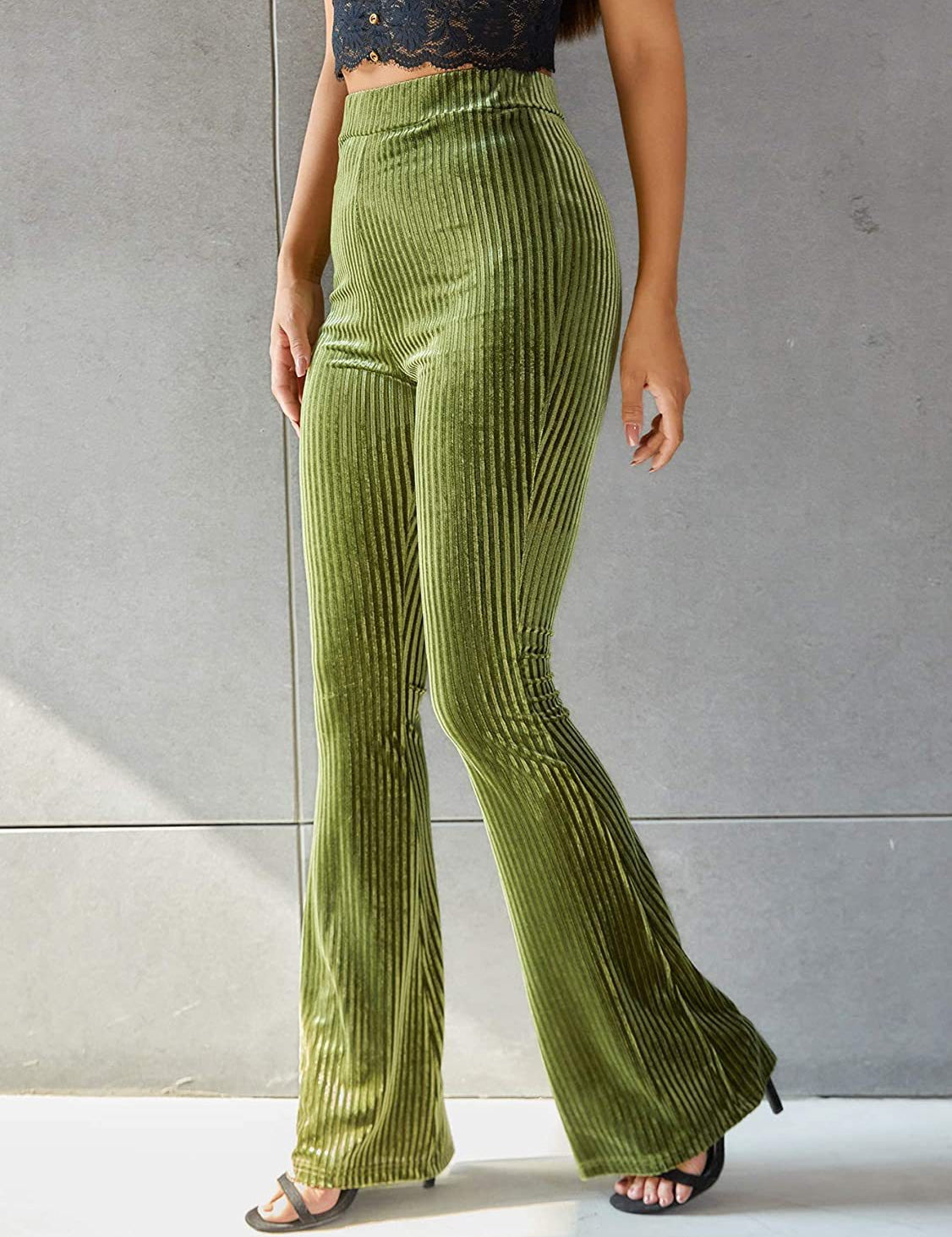 Adrienne Castel | High-Waist Velvet Flare Pants For Women