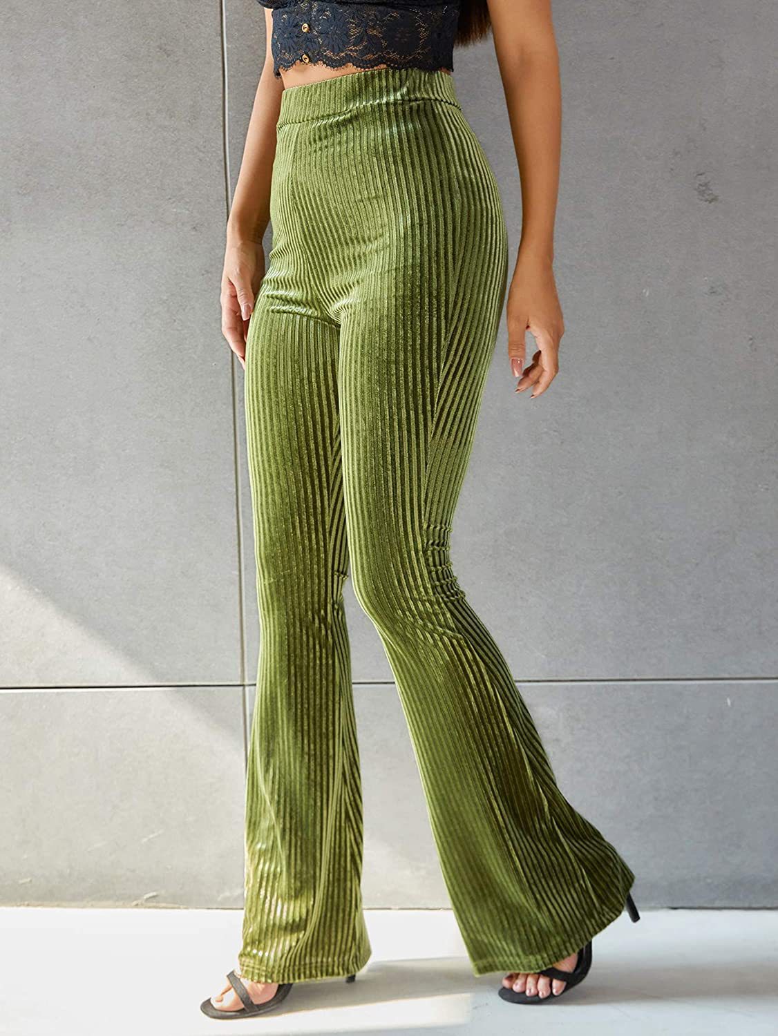 Adrienne Castel | High-Waist Velvet Flare Pants For Women