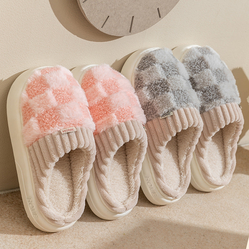 Colette Winbourne | Plaid Plush House Slippers For Women