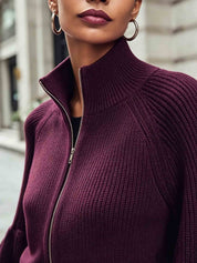 Isadora Pelletier | Puff-Sleeve Zip-Up Sweater For Women