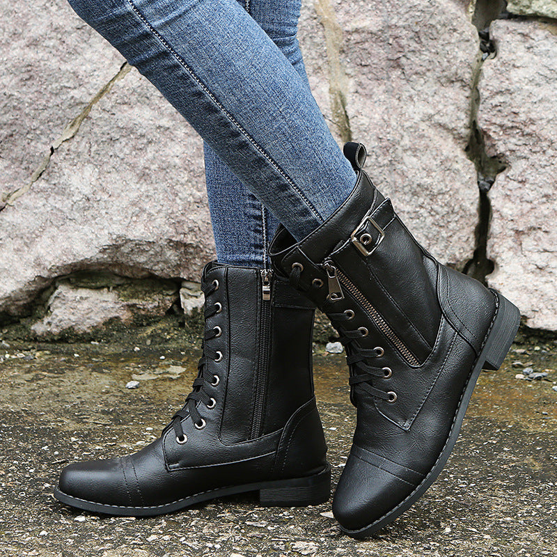 Collins Maldale | Lace-Up Side Zip Ankle Boots For Women