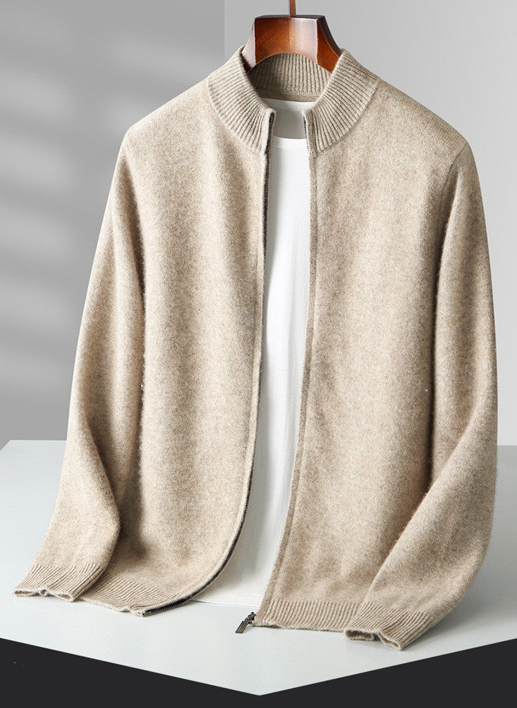 Tucker Whitwood | Zip-Up Stand Collar Knit Cardigan For Men