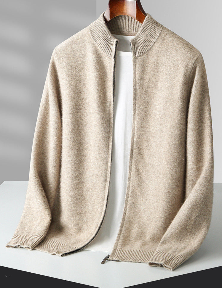 Tucker Whitwood | Zip-Up Stand Collar Knit Cardigan For Men