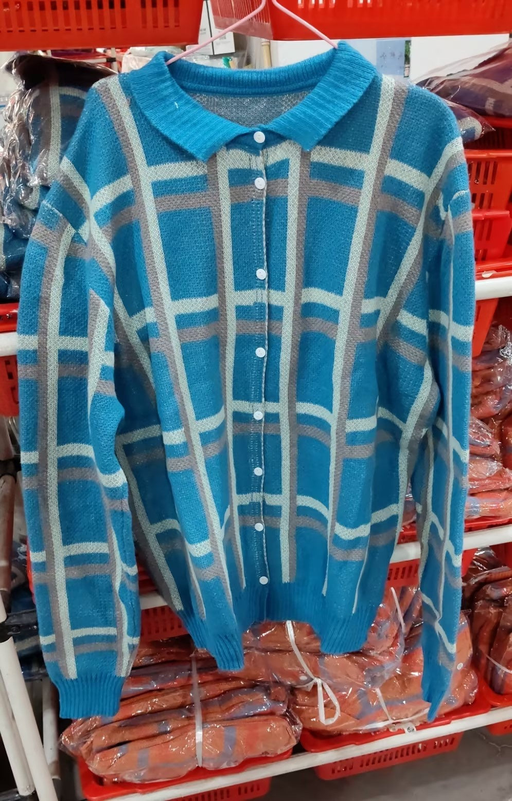 Helena Stirling | Plaid Knit Button-Up Sweater For Women
