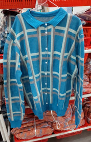 Helena Stirling | Plaid Knit Button-Up Sweater For Women