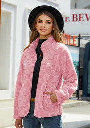 Isabeau Renard | Checkerboard Plush Teddy Jacket For Women