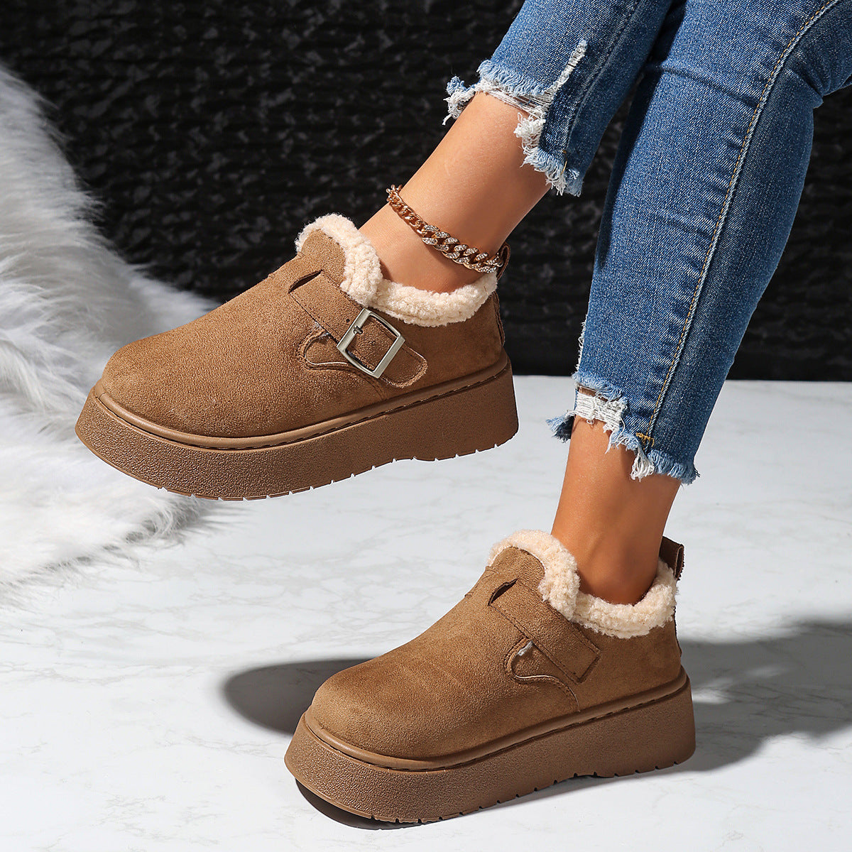 Bianca Salerno | Platform Fleece-Lined Moccasin Snow Boots For Women