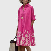 Rosalinde Westmore | Red Midi Shirt Dress with Pockets