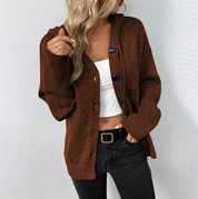Serena Vitale | Hooded Button-Front Knit Cardigan For Women