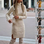 Solange Fontenay | Cable Knit Turtleneck Mini Dress For Women