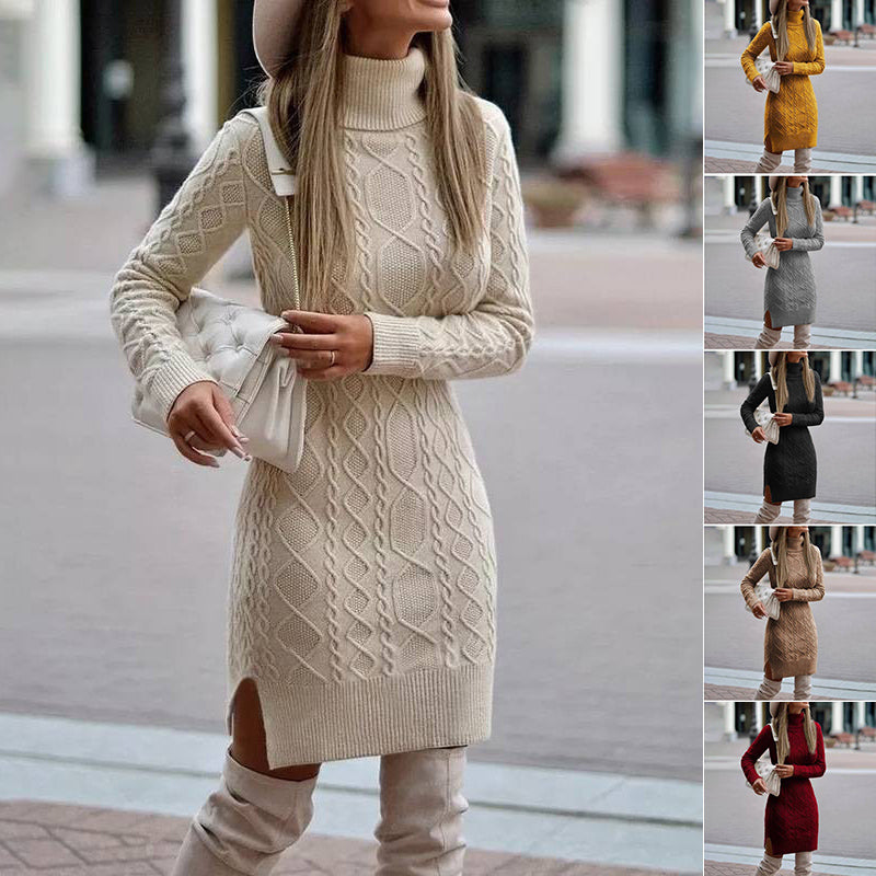 Solange Fontenay | Cable Knit Turtleneck Mini Dress For Women