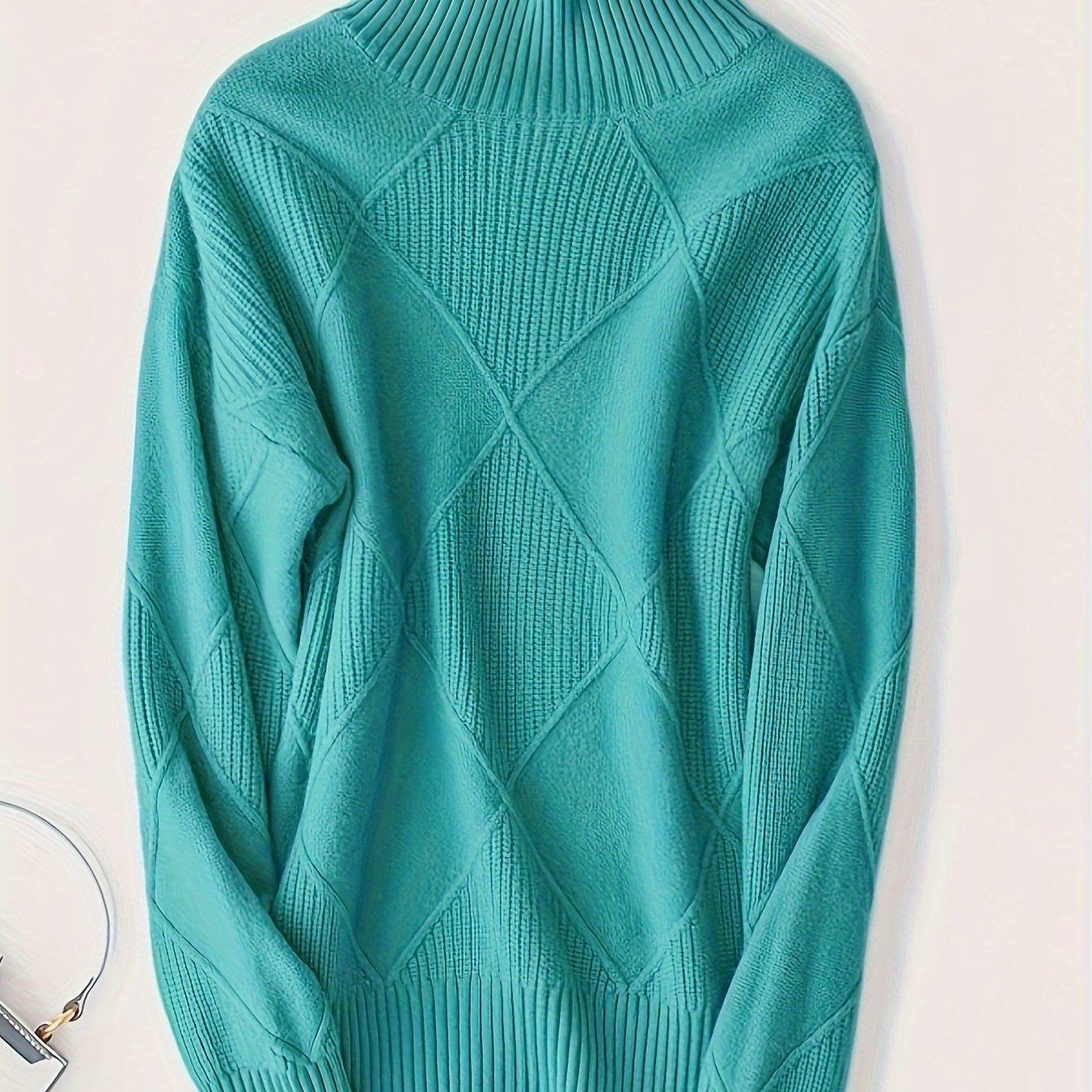 Josephine Alderidge | Diamond-Knit Turtleneck Sweater For Women