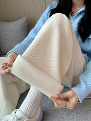 Colette Duvall | Corduroy Wide-Leg Lounge Pants With Faux Fur Cuffs For Women