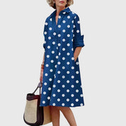Rosalinde Westmore | Red Midi Shirt Dress with Pockets