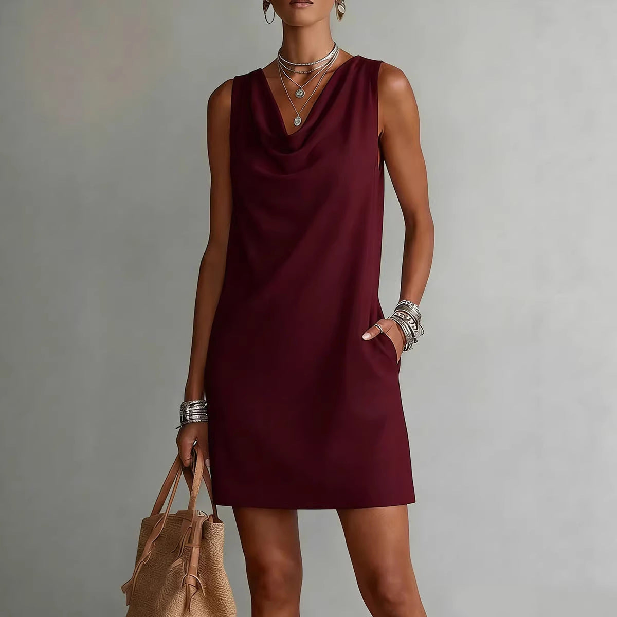 Aurelie Stonefield | Cowl Neck Mini Dress For Women
