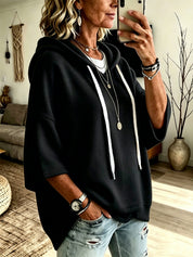 Bridget Calloway | Oversized Fleece Hoodie With 3/4 Sleeves For Women