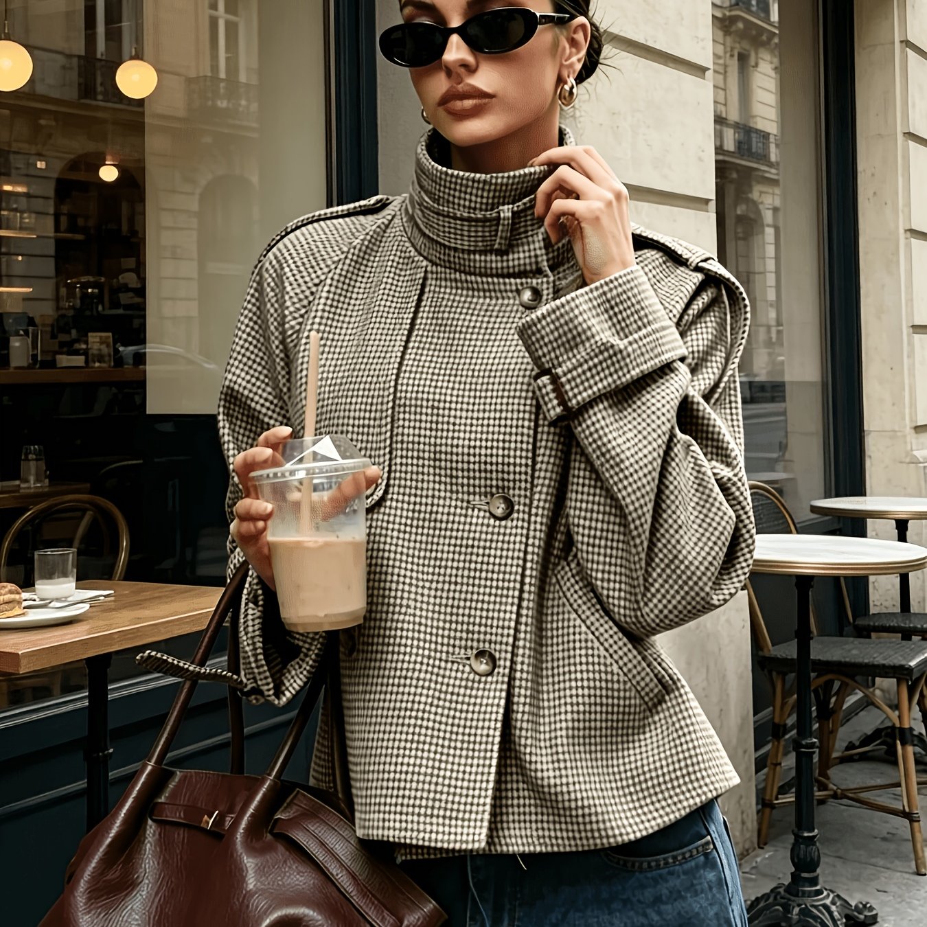 Antonella Ricci | Houndstooth Cropped Jacket For Women