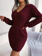 Margot Delahaye | Cable-Knit Peplum Sweater Mini Dress For Women