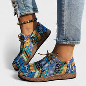 Celinda Beaurivage | Boho Tribal Print Lace-Up Platform Sneakers For Women