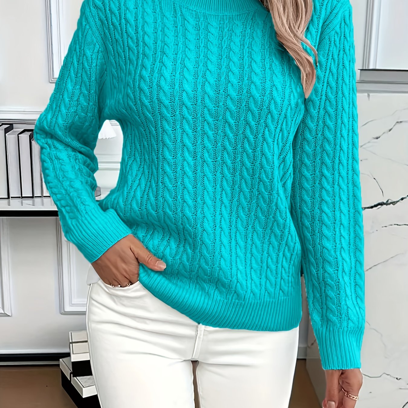 Simone Aldridge | Cable-Knit Round Neck Sweater For Women