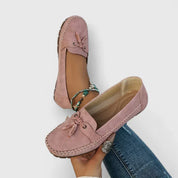 Théophanie Ravencroft | Navy Blue Suede Bow Loafers