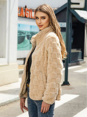 Isabeau Renard | Checkerboard Plush Teddy Jacket For Women