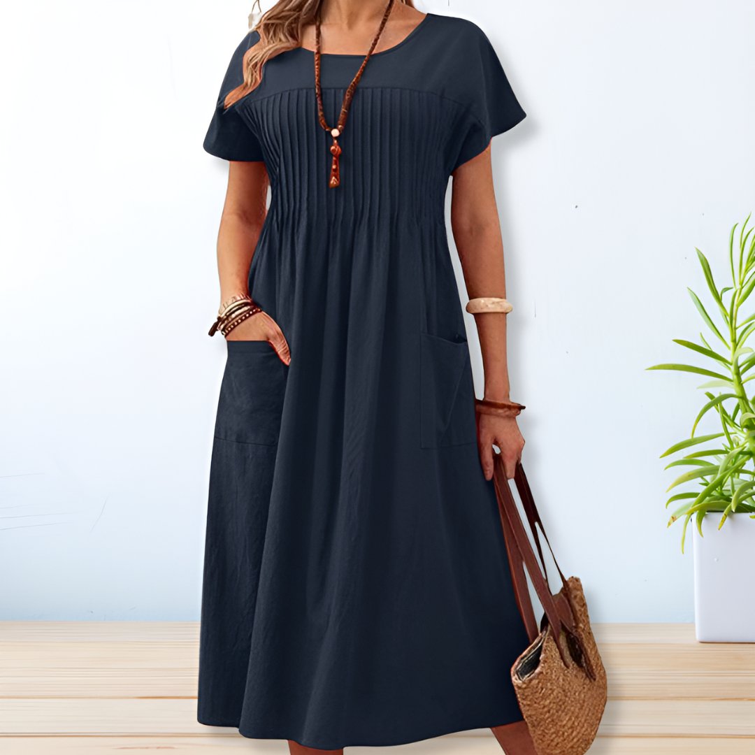 Théaline Rochambeau | Army Green Relaxed Midi Dress with Pockets