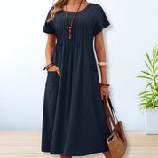 Théaline Rochambeau | Army Green Relaxed Midi Dress with Pockets