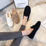 Rosette Faircliff | Plush Sherpa Moccasin Flats in Cream