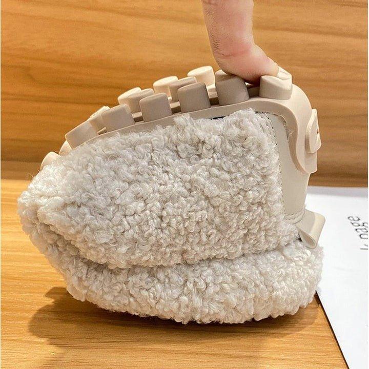 Rosette Faircliff | Plush Sherpa Moccasin Flats in Cream