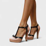 Eleanora Vayne | Blush Pink T-Bar Platform Stiletto Heels