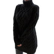 Renée Lachaise | Cable-Knit Turtleneck Mini Sweater Dress For Women