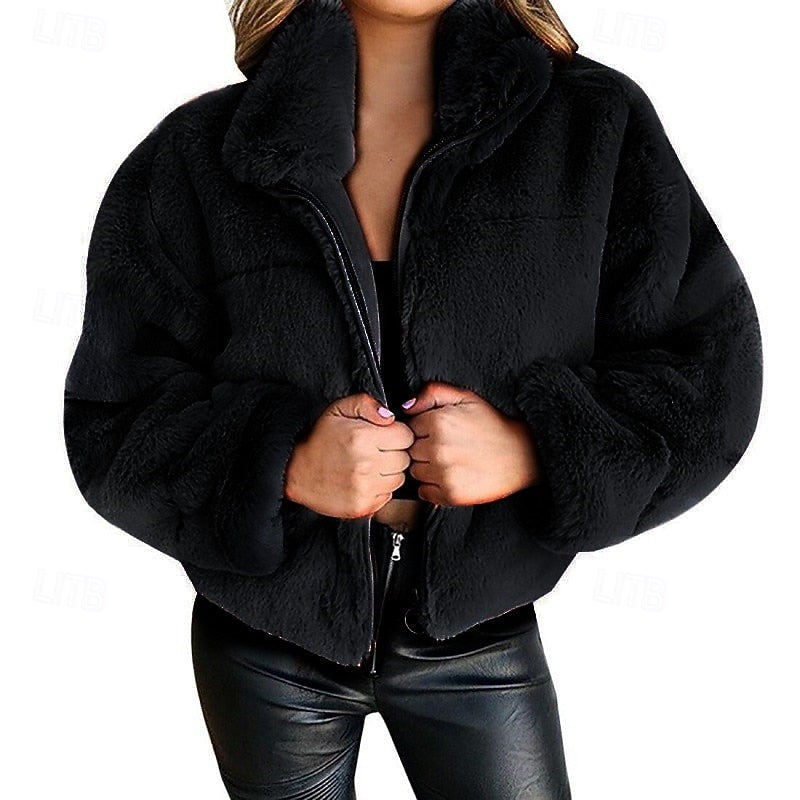 Margaux Winterhaven | Plush Cropped Zip Jacket For Women