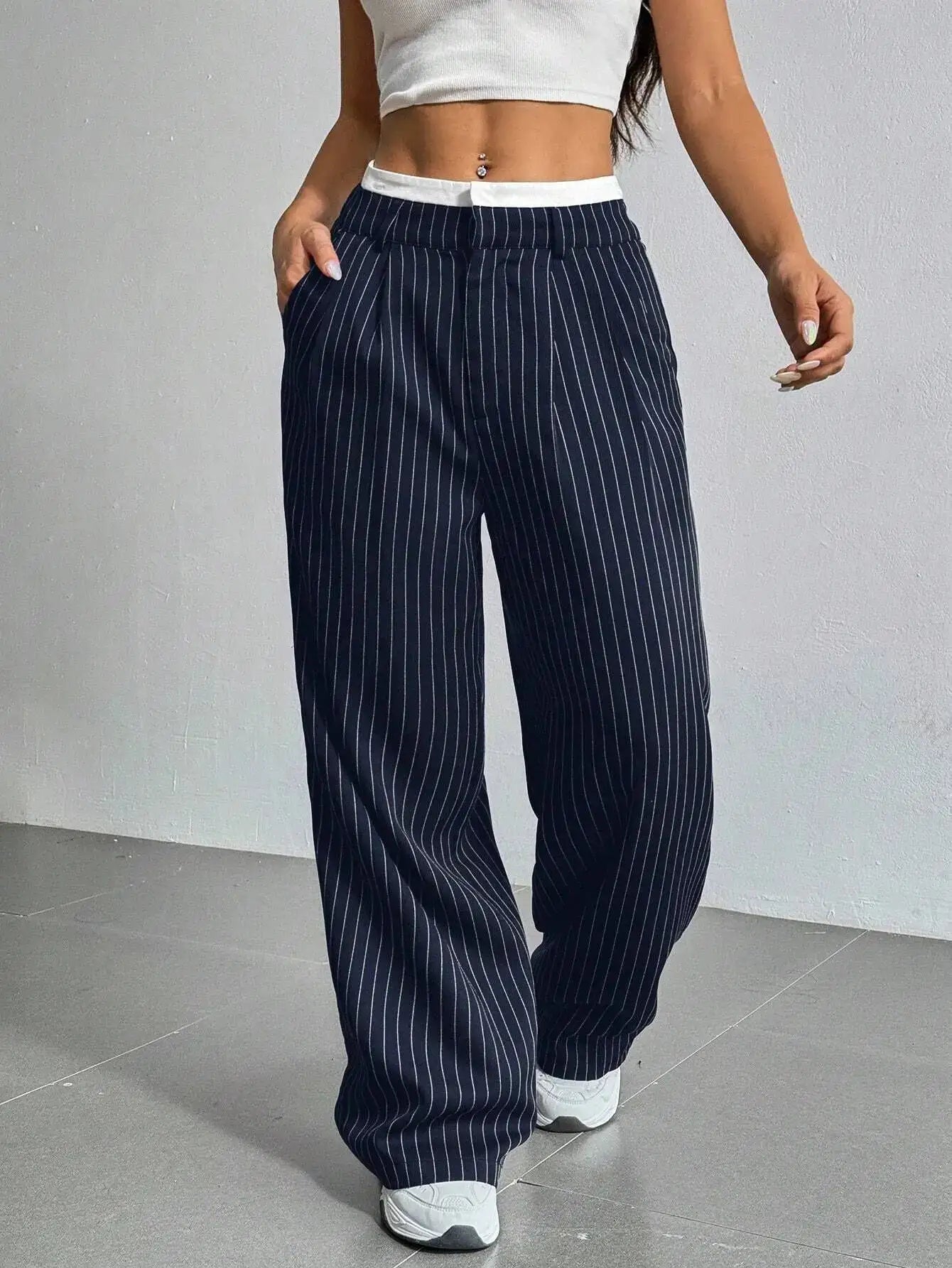 Odile Ferrand | Pinstripe Wide-Leg Trousers For Women