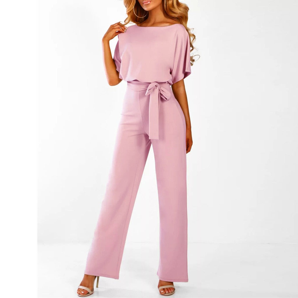 Arabelle Fontcrest | Belted Wide-Leg Jumpsuit in Ivory