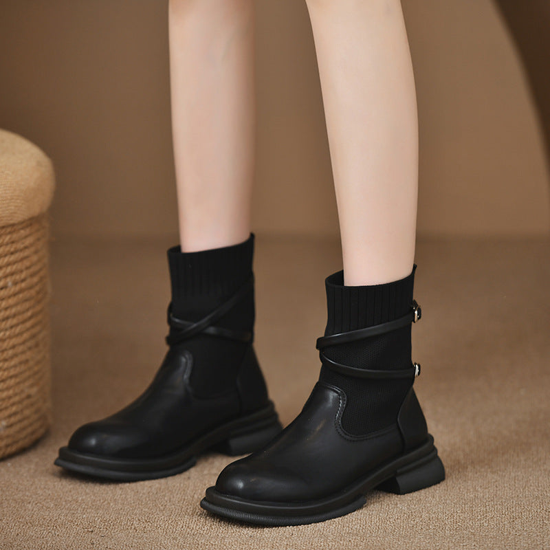 Nell Penwick | Knit Sock Platform Ankle Boots For Women