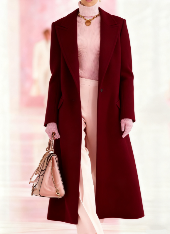Effie Evercombe | Long Lapel Wool-Look Coat For Women
