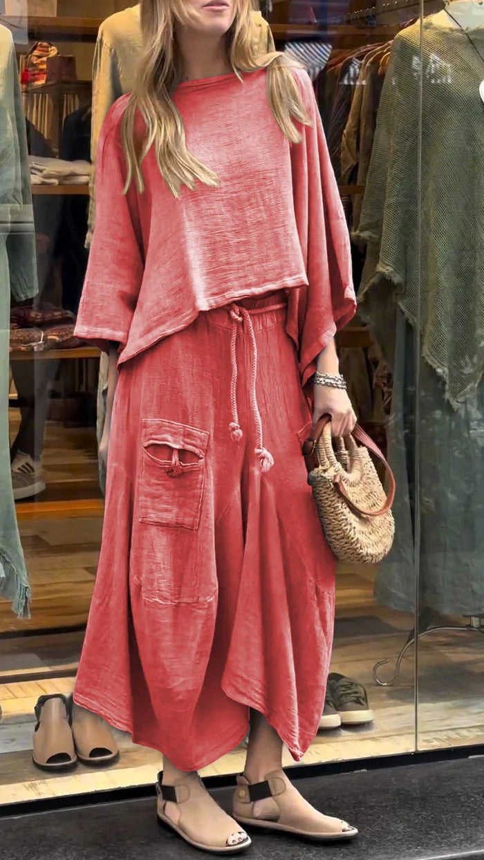 Marlowe Fontcrest | Linen-Look Two-Piece Maxi Skirt Set For Women