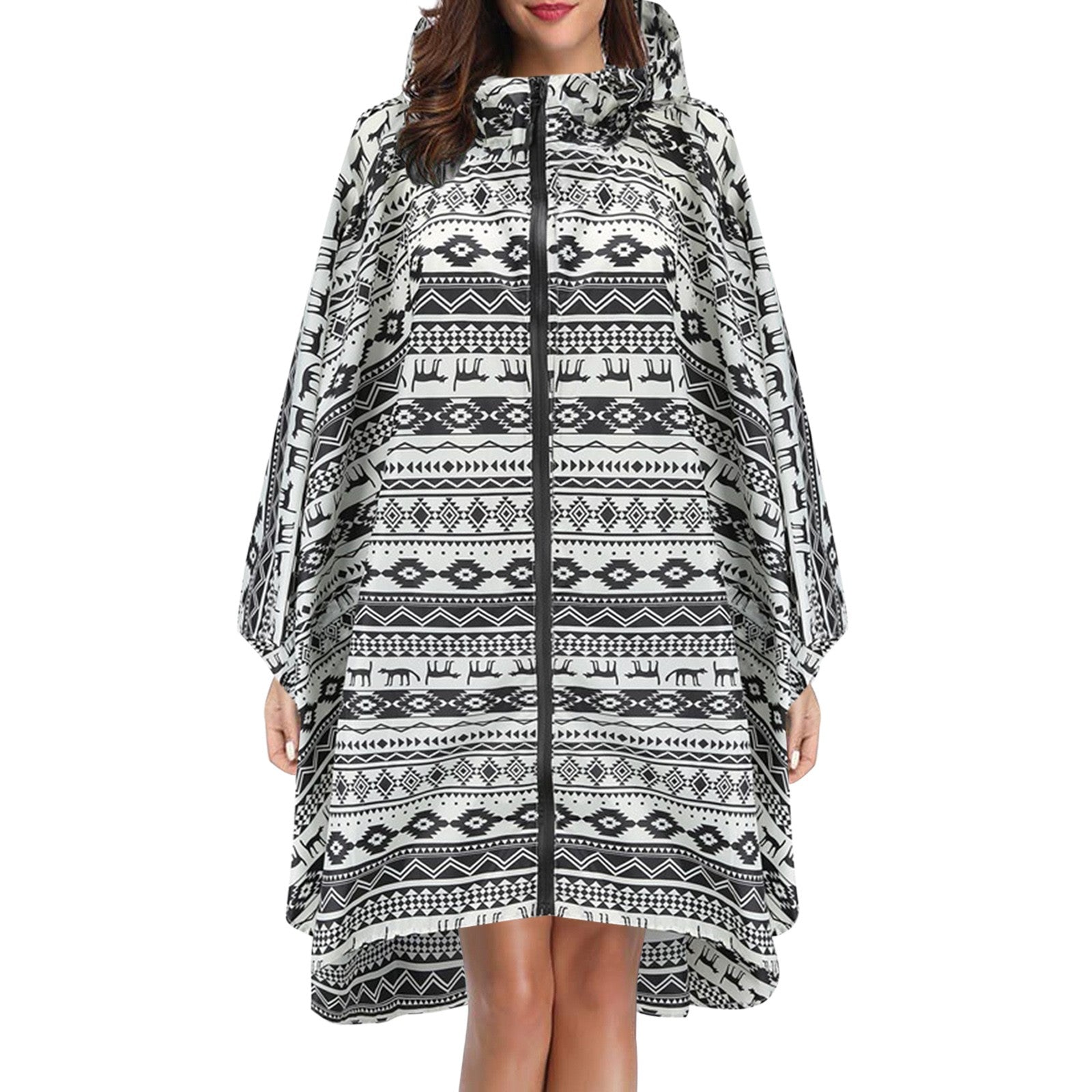 Elaine Beaurivage | Printed Hooded Raincoat For Women