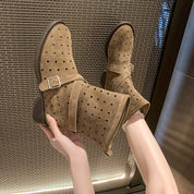 Vienna Castellini | Suede Cowboy Boots With Perforated Detail For Women