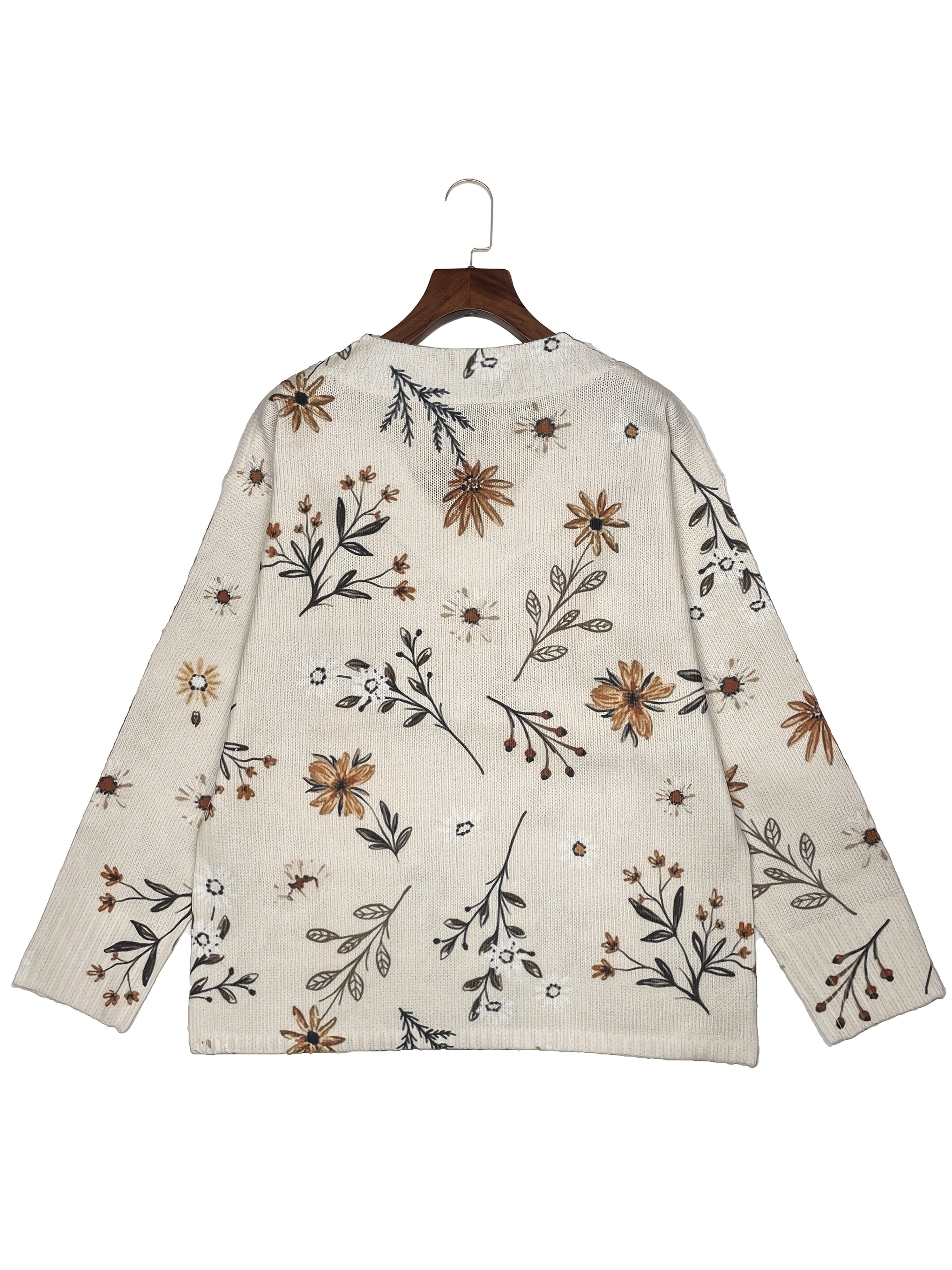 Naomi Beckwith | Floral V-Neck Sweater For Women