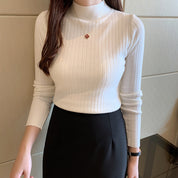 Marianne Lefebvre | Ribbed Mock Turtleneck Sweater For Women